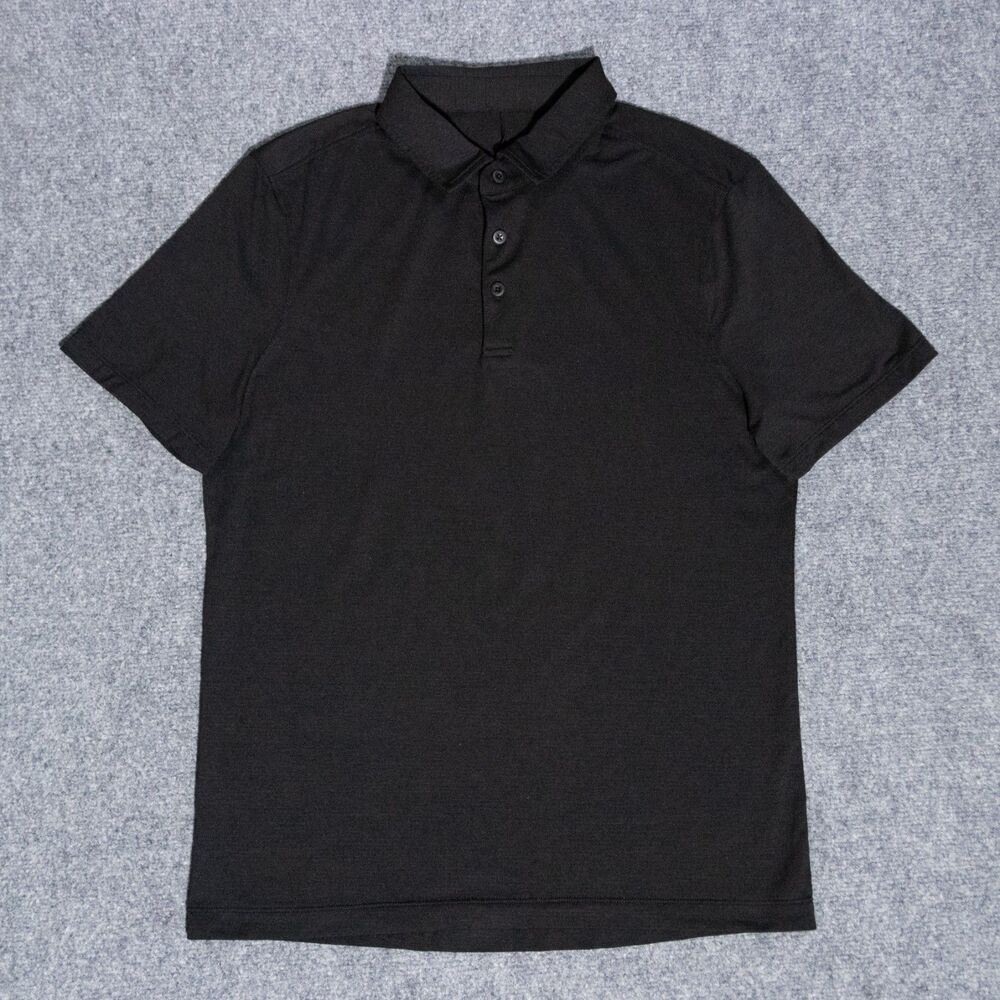 Lululemon Evolution Polo Shirt Small Black Short Sleeve Performance Stretch Mens